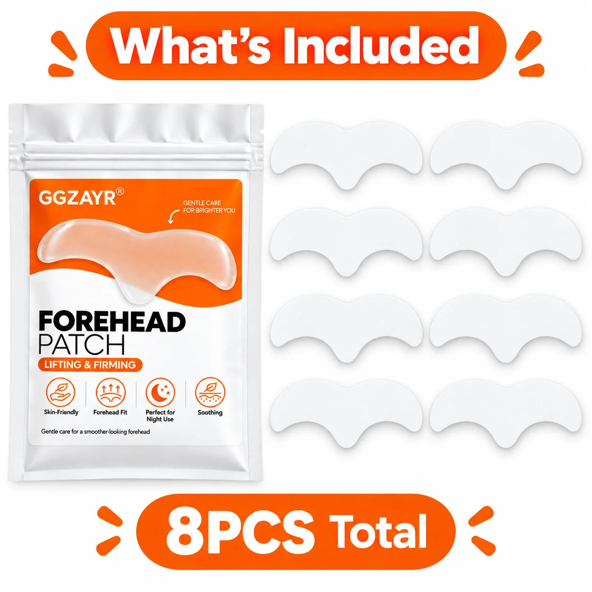 8PCS Facial Forehead Patches, Gentle Forehead Stickers for Night Use, Skin-Friendly Beauty Care Accessories