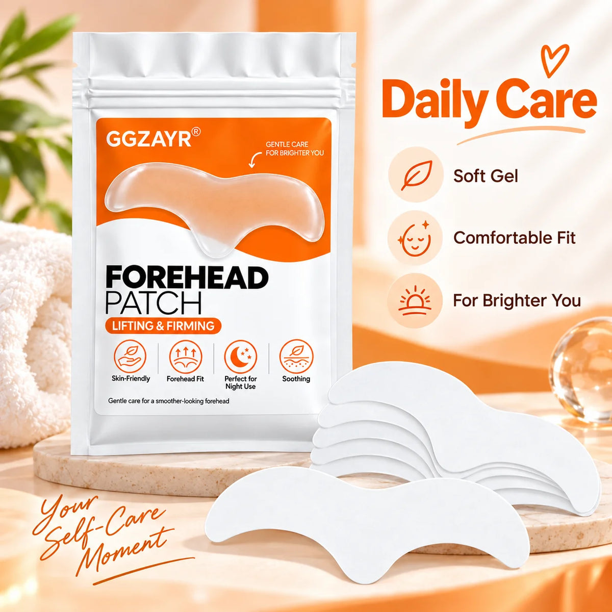 8PCS Facial Forehead Patches, Gentle Forehead Stickers for Night Use, Skin-Friendly Beauty Care Accessories