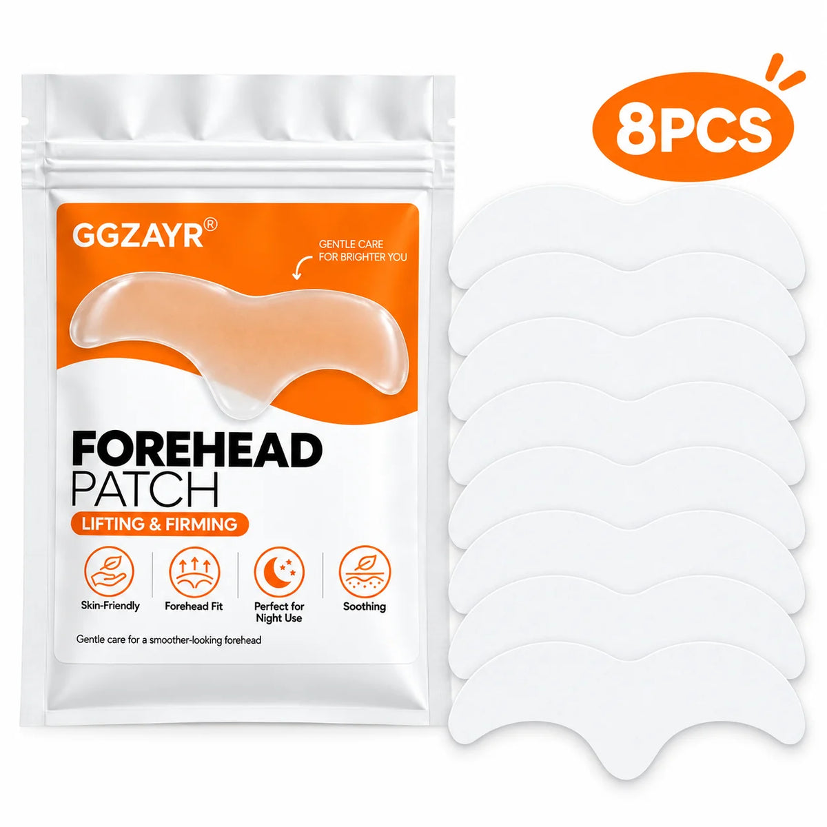8PCS Facial Forehead Patches, Gentle Forehead Stickers for Night Use, Skin-Friendly Beauty Care Accessories